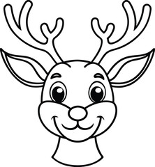 cute cartoon reindeer face line art