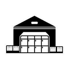 Illustration of a warehouse or storage facility with multiple units