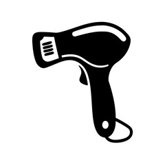 Black and white minimalist image of a hair dryer for styling