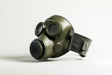 Olive Green Tactical Gas Mask Filter Unit on White Background