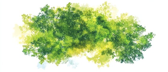 Obraz premium Vector of abstract watercolor tree top view isolated on white background for landscape plan and architecture layout drawing