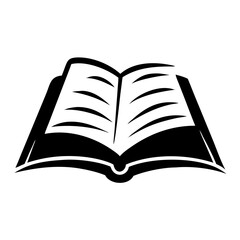 Open book illustration promoting reading education and lifelong learning black and white