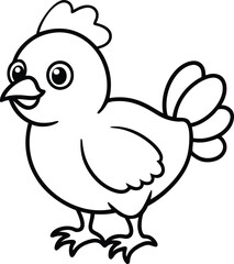 cute baby chicken black outline