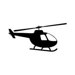 Silhouette of a helicopter against a white background perfect for aviation themed designs