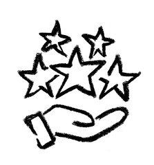 Five Star Customer Review Icon Crayon Chalk Drawing Vector
