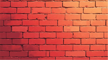 Fototapeta premium Brick wall background. A brick wall with a gradient of red and orange tones. Vector illustration. 