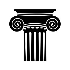 Stylized Ionic Column Capital Silhouette with Volutes and Fluted Shaft