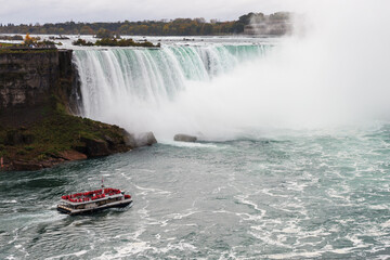Niagara falls boat tour in Ontario, Canada.