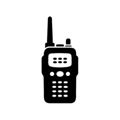 Black Silhouette of a Portable Radio Transceiver on a White Background