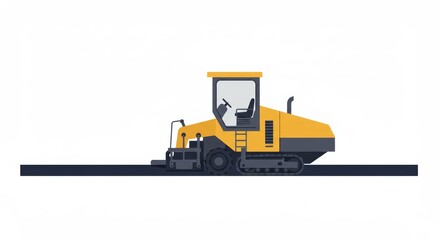 Naklejka premium Flat graphic illustration featuring a minimalist asphalt paver laying down a new road