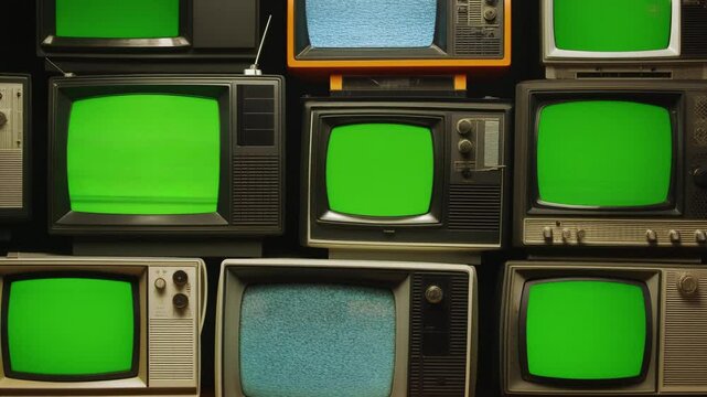 set of green light tv sets