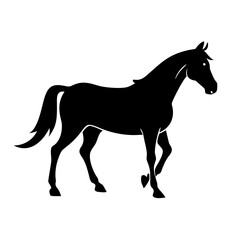 Elegant black horse silhouette illustration on a white background for various designs