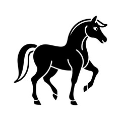 Elegant Black Horse Silhouette in Stately Pose, Symbolic of Strength and Grace