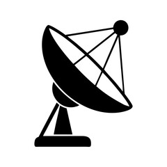 Black and White Illustration of a Satellite Dish for Space Exploration
