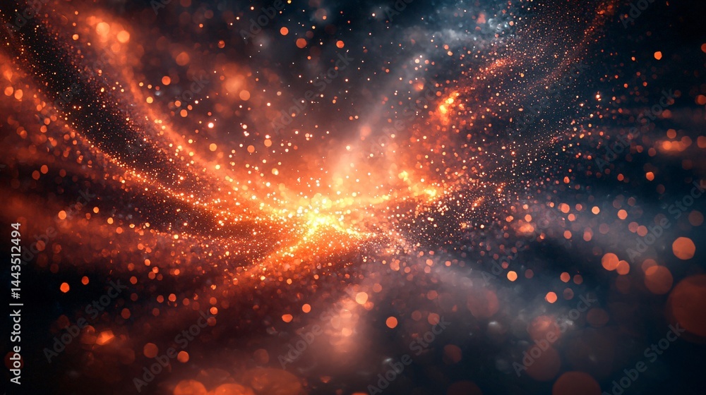 Poster dark sky illuminated with numerous bright lights creating a stunning contrast and captivating displa