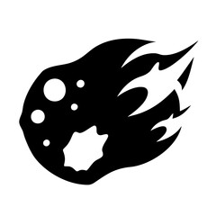 Stylized black and white comet or meteor image isolated on white background