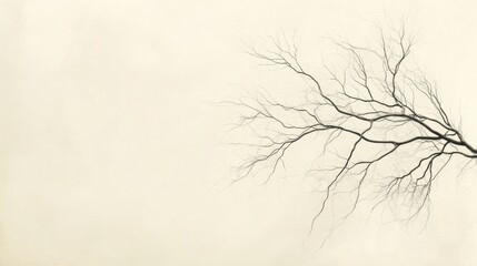 Fototapeta premium A highly detailed but minimalist neuron image, with subtle lighting and neural connections, set against a soft neutral background with clear copyspace