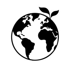 Earth with New Growth Black and White Graphic Representation of Sustainability