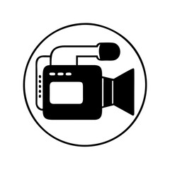 Simple and Clean Black and White Video Camera Silhouette on a Circle