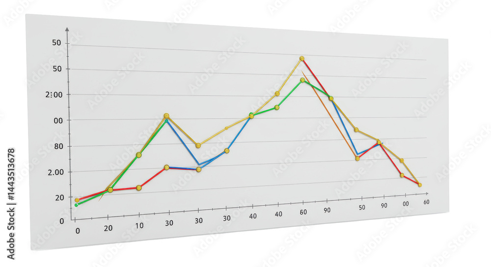 Poster isolated business graph with multiple data lines