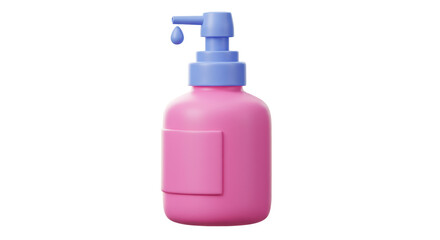 Isolated Pink Soap Dispenser with Blue Pump