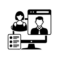 Online video meeting between two participants on a computer screen
