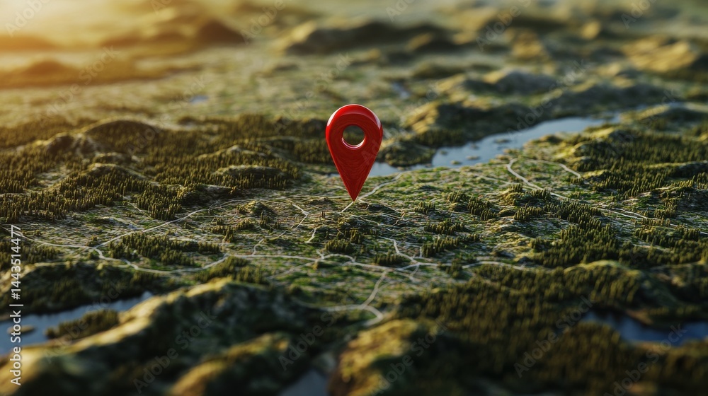 Poster a 3d red map address location pin pointer