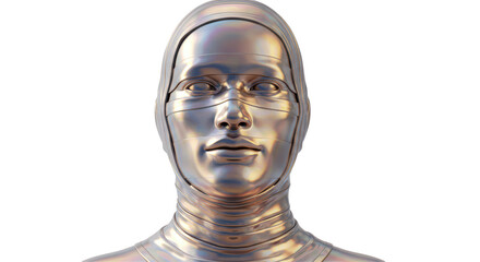 Isolated Metallic Sculpture of a Bandaged Woman's Face