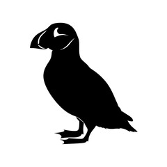 Fototapeta premium Minimalist silhouette of a puffin bird in profile view