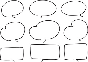 手描き ト 広告用  シンプルな線の手書きの吹き出しセット