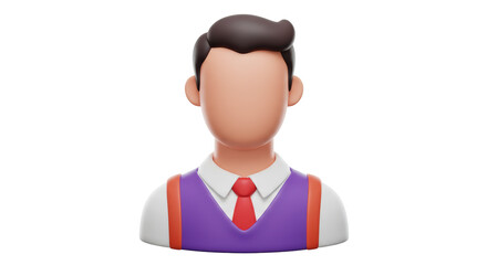 Isolated 3D Businessman Avatar with Vest and Tie