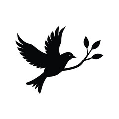 Fototapeta premium Minimal Bird Silhouette Flying Off Branch Vector