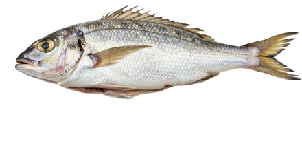 Isolated Fresh Raw Sea Bream Fish with Silver Scales