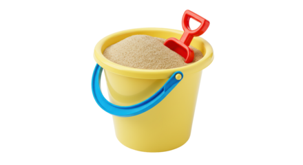 Isolated Sand Bucket and Shovel for Beach Fun