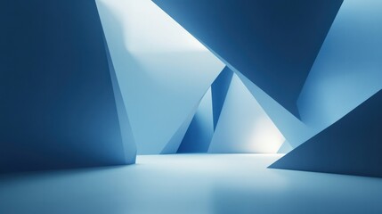 Minimalist blue tech background with angular shapes and soft light accents, creating a sleek, futuristic look