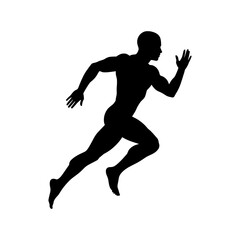 The Essence of Speed: Abstract Runner in Action. Unstoppable Momentum: Black Silhouette of a Sprinter.
