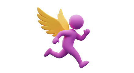 Isolated Angelic Figure Running Fast