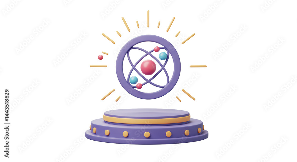 Poster isolated atom model on display stand