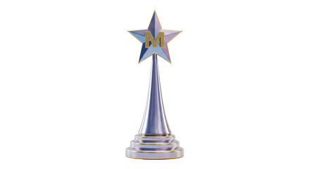 Isolated Silver Trophy with Letter M