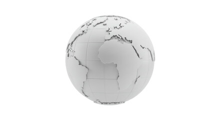 Isolated White Globe World Map