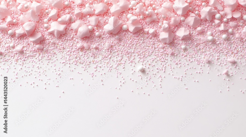 Poster light pastel confetti and sparkles scattered on a clean white background create a magical, cheerful 