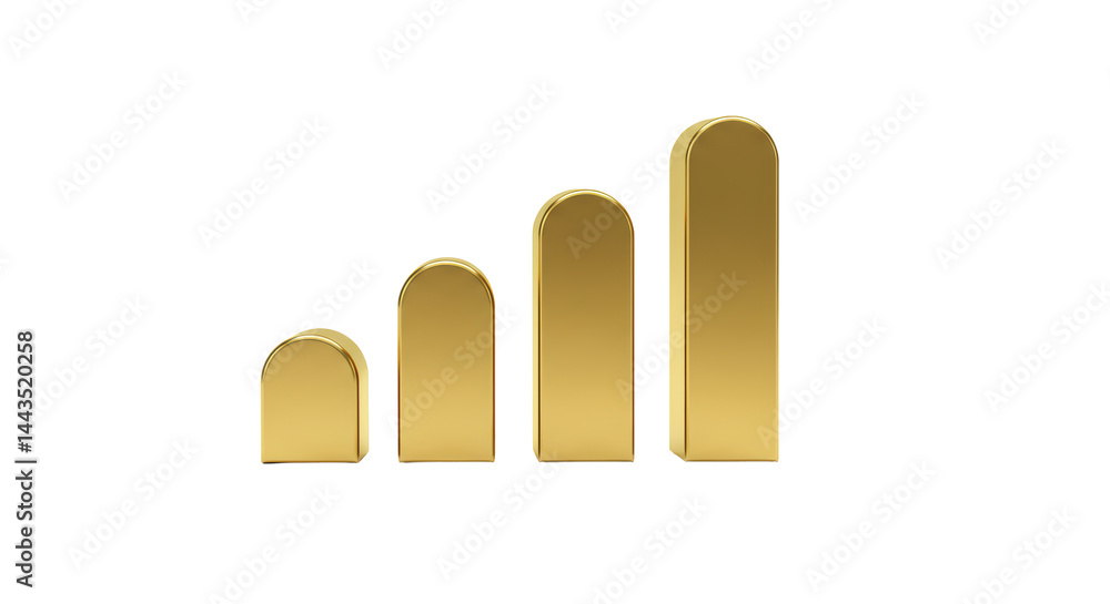 Poster isolated golden chart bars diagram graph data