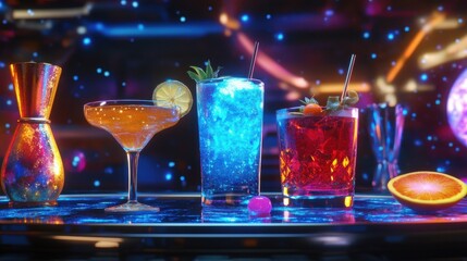 Cosmic mocktail mixology class, alcohol-free drinks in space,