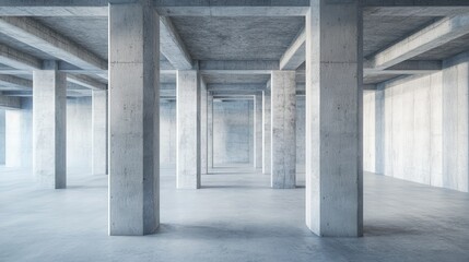Naklejka premium Architecture details Modern Building Concrete Bias columns space perspective Abstract background