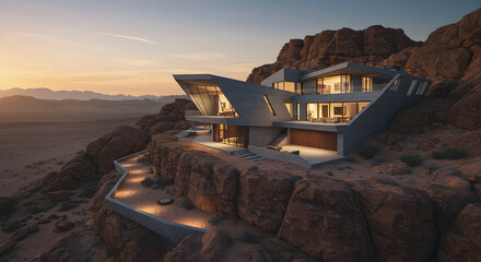 Contemporary Desert Home Harmonious Integration With Majestic Rocky Landscape