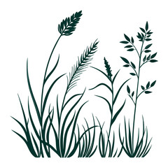 Obraz premium Dark green grass and wheat illustration