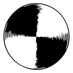 Abstract Geometric Circle with Textured Quadrants &ndash; Bold Black and White Silhouette