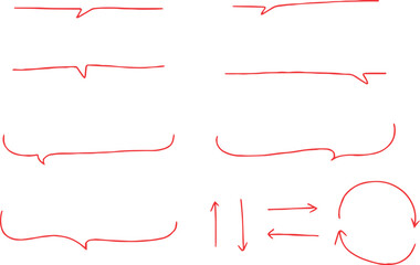 手描き ト 広告用  シンプルな線の手書きの吹き出しセット