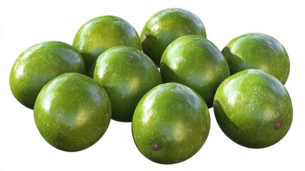 Green mangoes cluster of unripe fruit isolated on white background