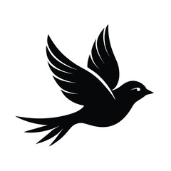 Fototapeta premium Bird Silhouette Soaring Off Tree Branch Graphic